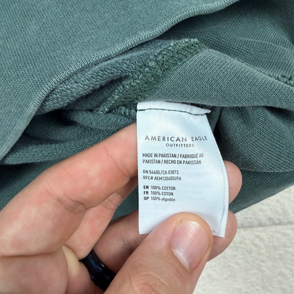 American Eagle Mens Large Tall Teal Green Cotton Crewneck Sweatshirt Pullover - Picture 6 of 7